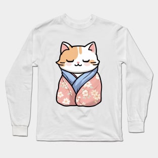 Cute cat in a cosy kimono Long Sleeve T-Shirt